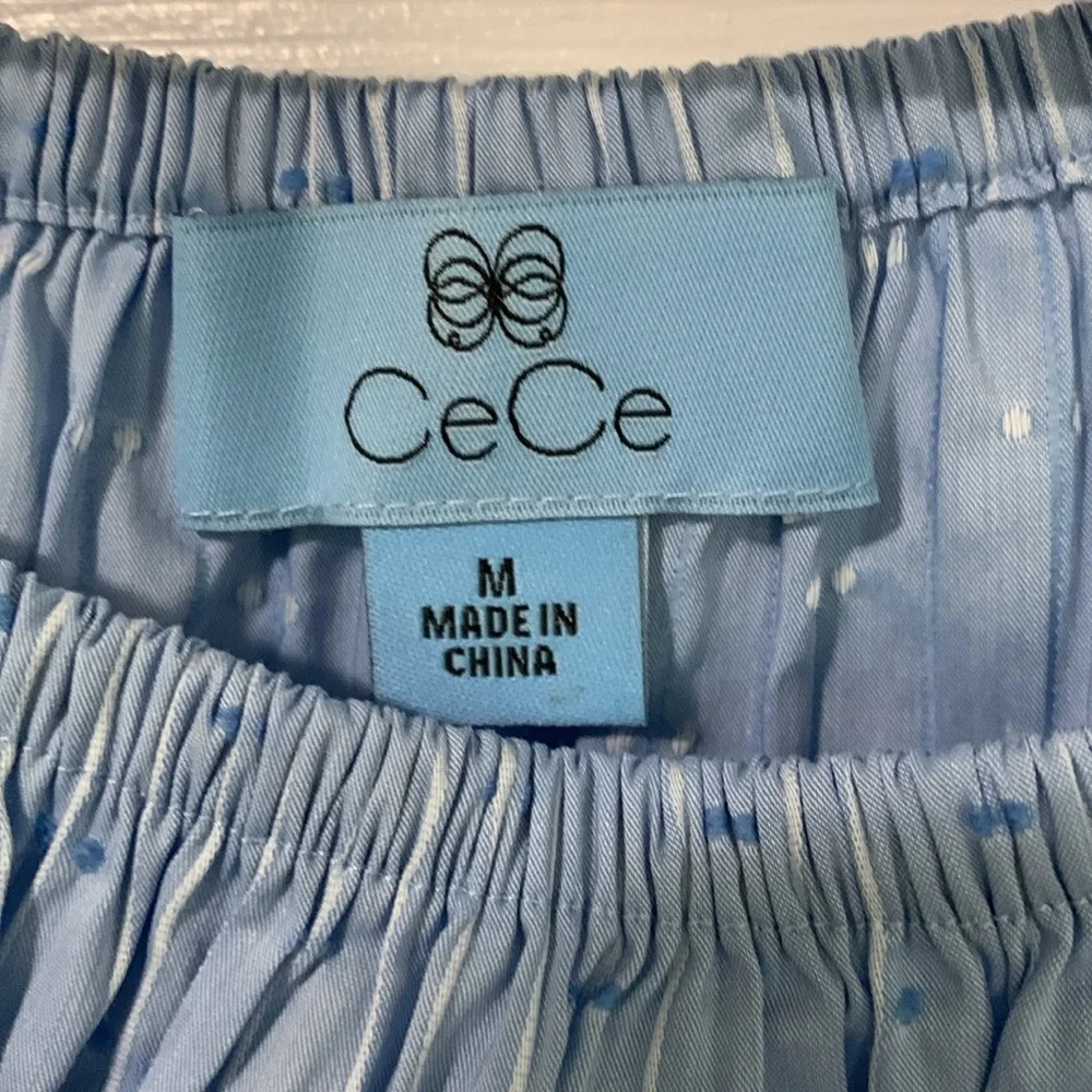 🇺🇸 CECE Blue Off-the-shoulder Balloon-sleeve Blouse NWT M - Picture 7 of 16